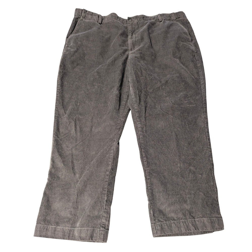 LL Bean Mens 46x29 Corduroy Pants Gray Comfort Waist Stretch Straight Leg